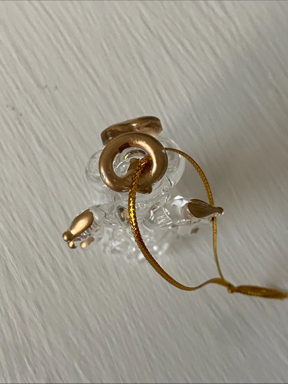 3D Clear Glass Angel Figurine with Gold Heart & Halo Christmas Ornament